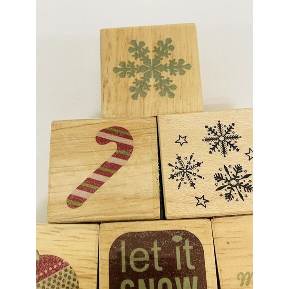 Christmas Rubber & Wood Stamp Set Of 16 Stamps Cards,Tags, Scrapbooking No Box - Picture 4 of 9